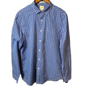 G.H. Bass & Co Premium Monogram Series Blue Plaid Long Sleeve Button Down